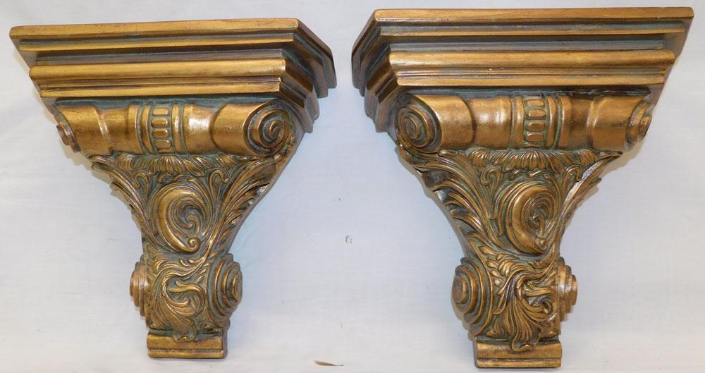 Pair of Gilded Resin Wall Brackets (1 of 4)