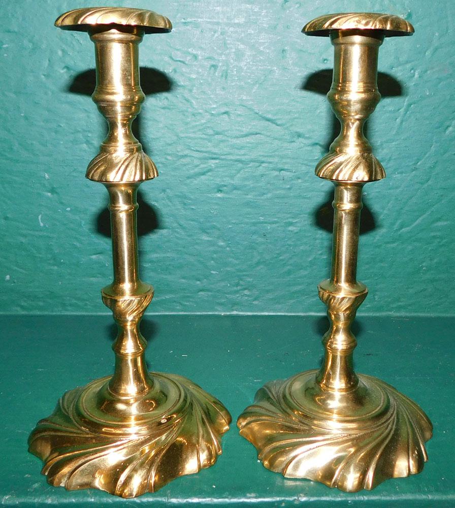 Pair of Cast Brass Candlesticks (1 of 3)