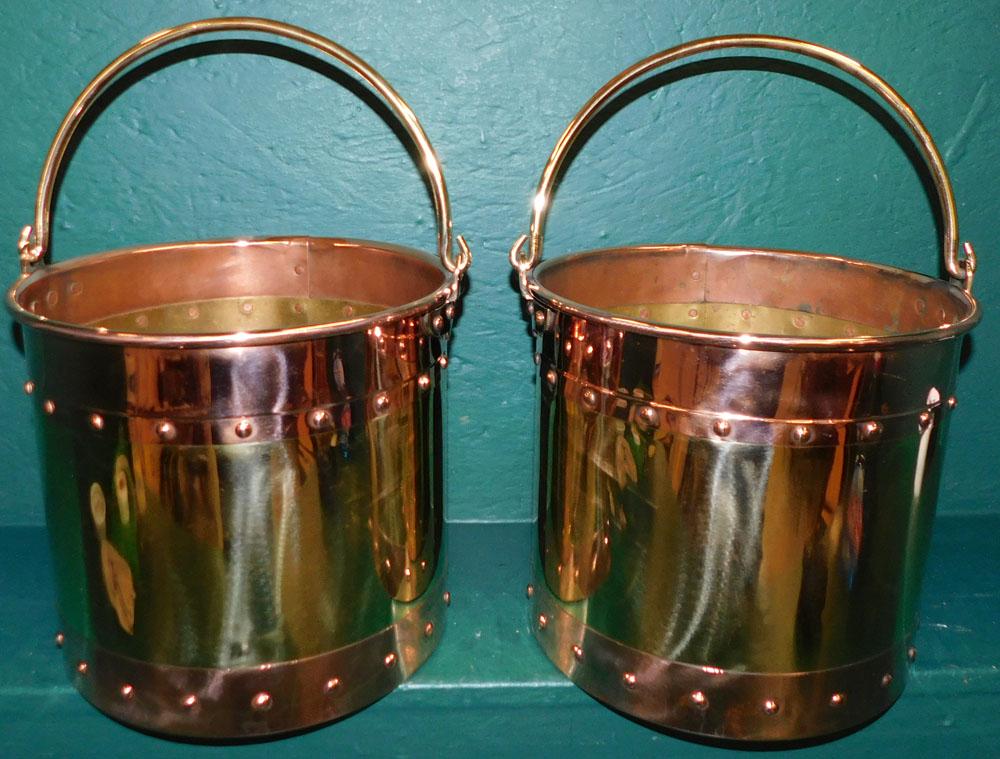 Pair of Brass & Copper Coal Buckets/Wine Coolers (1 of 2)