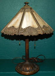 Slag Glass Lamp Signed Bradley & Hubbard