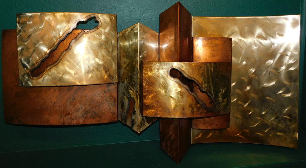 Mid-Century Modern Handmade Copper & Metal Wall Art Signed C. Gere 1992 (1 of 3)