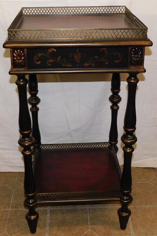 Paint Decorated 2 Tier Stand with Gallery (1 of 3)