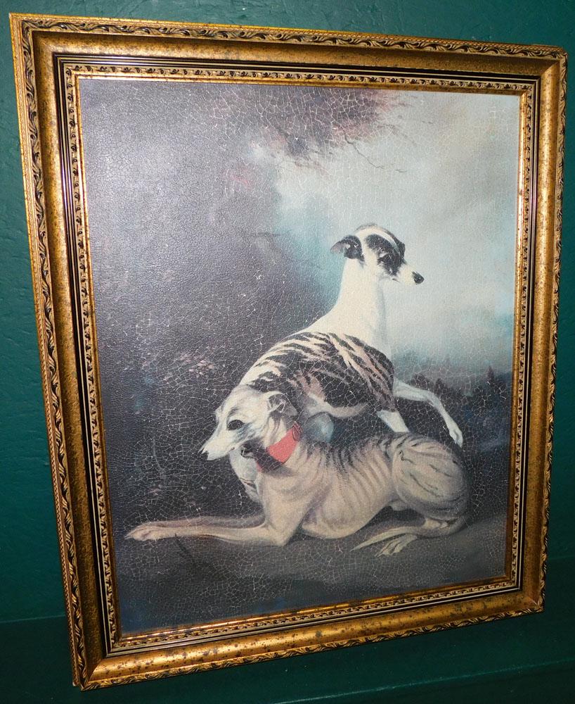 Framed Print Laid on Canvas of Whippets (1 of 3)