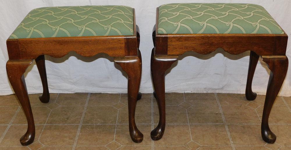 Pair of Mahogany Queen Anne Style Benches (1 of 3)