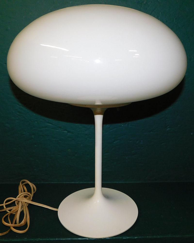 Mid-Century Modern Painted Metal & Milk Glass Shade Mushroom Lamp (1 of 3)
