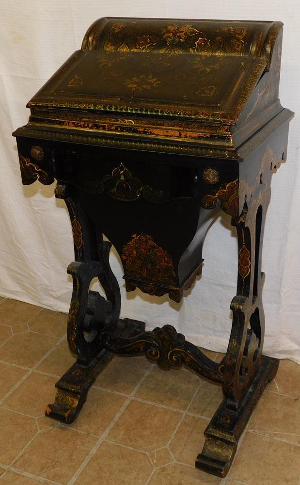 Antique Chinoiserie Decorated Ladies Desk with Sewing Compartment Box (1 of 9)