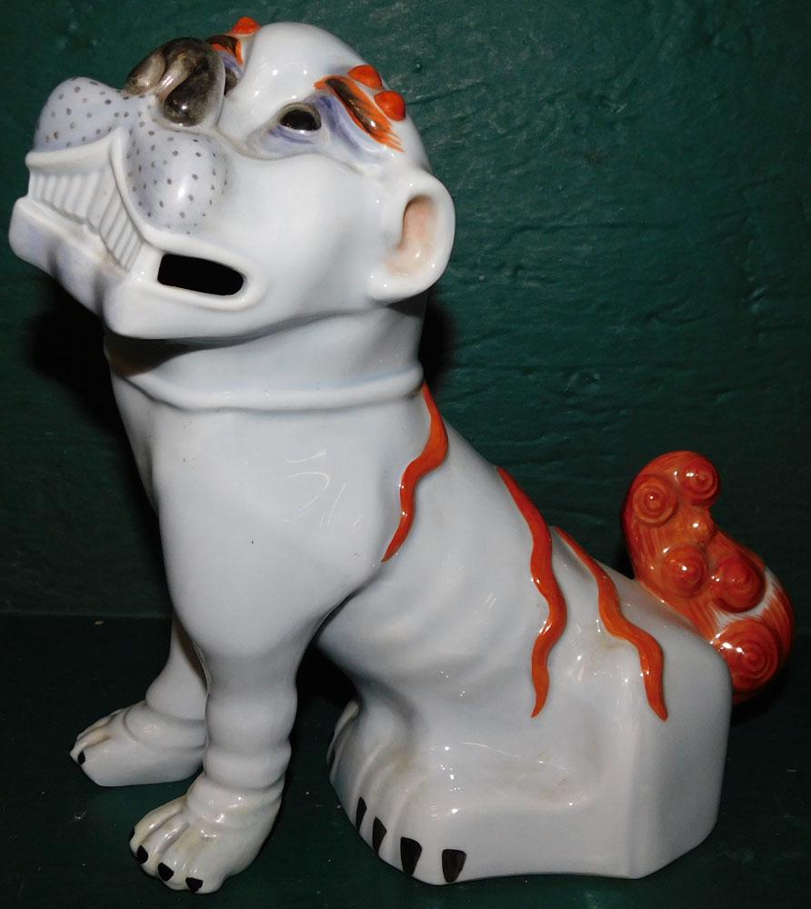 Porcelain Oriental Foo Dog Signed Herend (1 of 5)