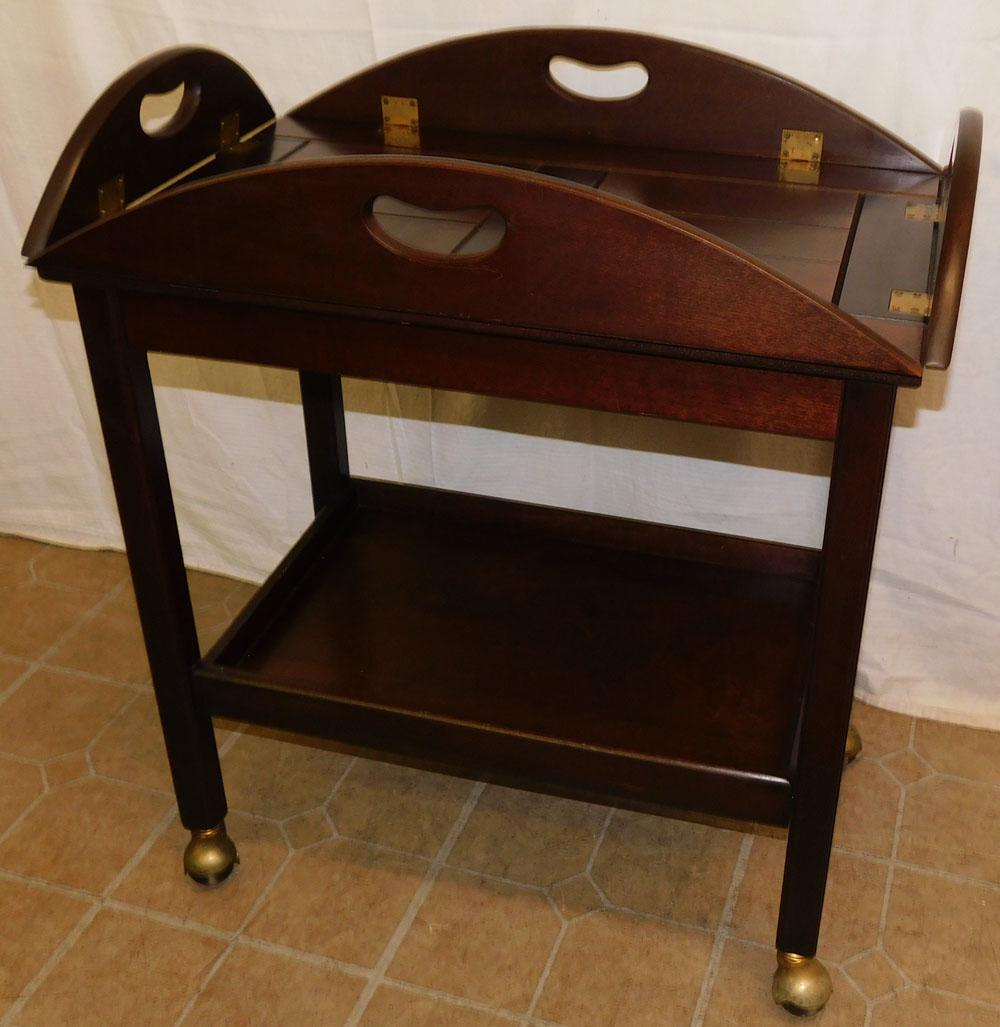 Mahogany Campaign Style Butler's Tray Top Rolling Cart (1 of 3)