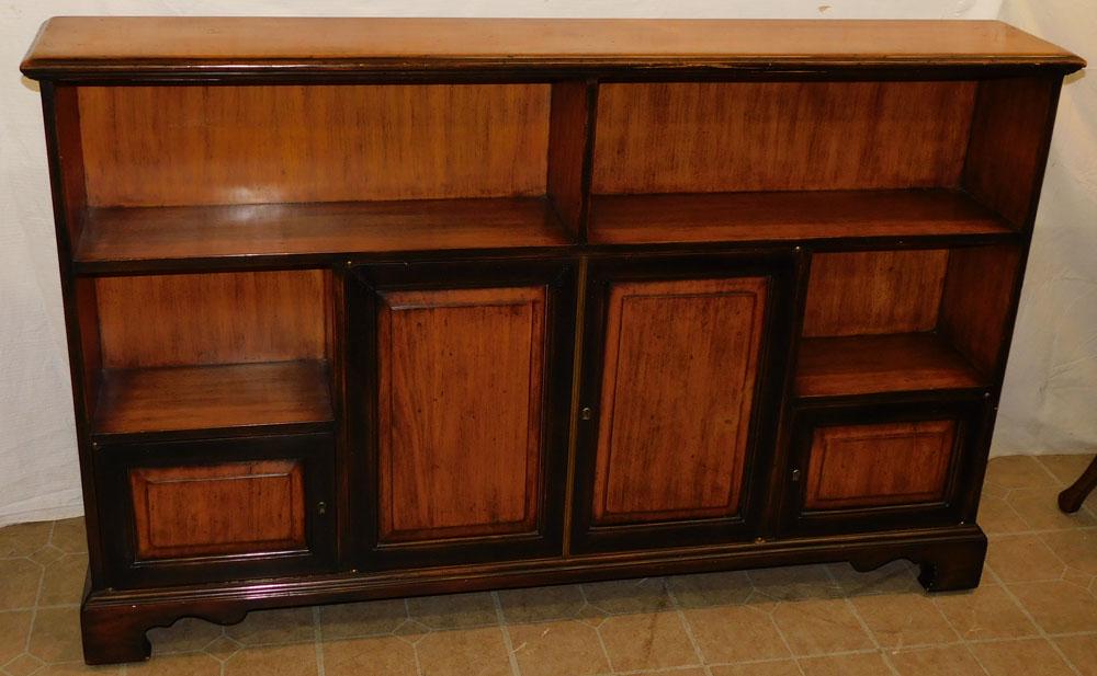 Modern 2 Tone Open Shelf 4 Door Bookacase Console by Theodore Alexander (1 of 5)
