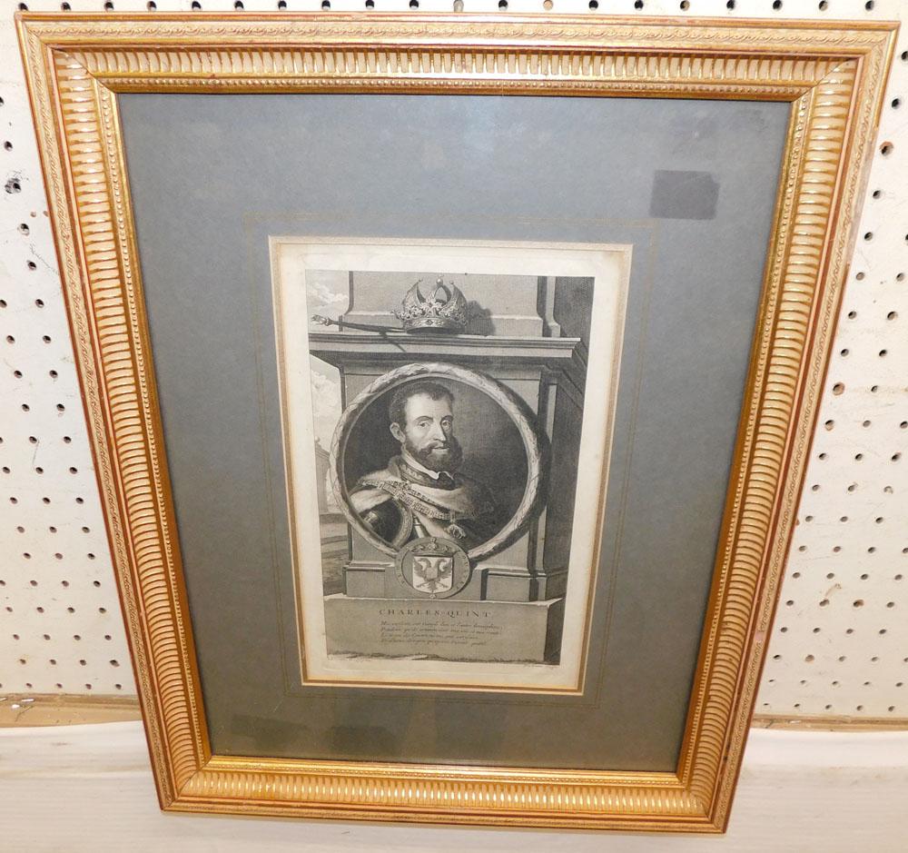 Framed Black & White Engraving of Charles V (1 of 4)