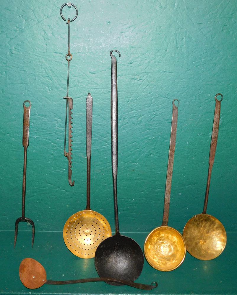Lot of Copper, Brass, & Forged Iron Kitchen Items (1 of 3)