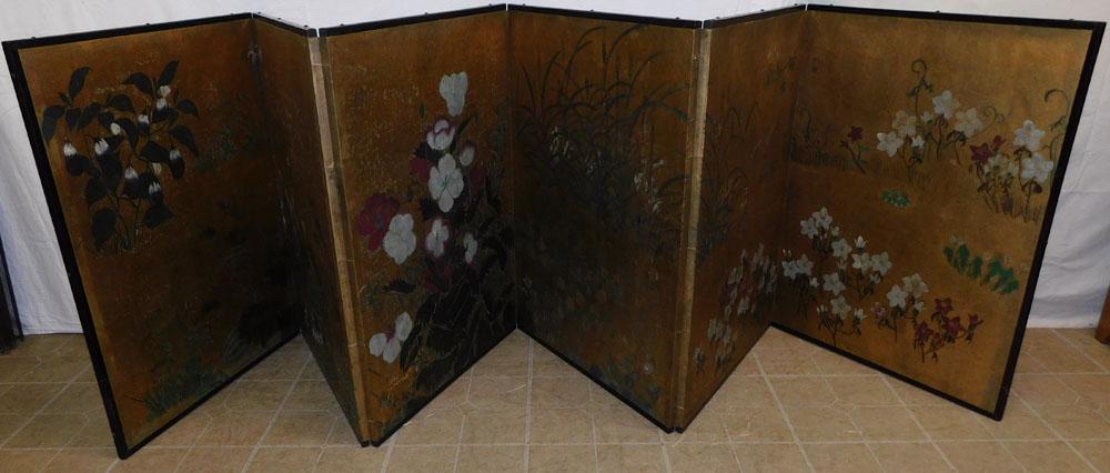 Hand Painted Oriental 6 Panel Screen (1 of 9)