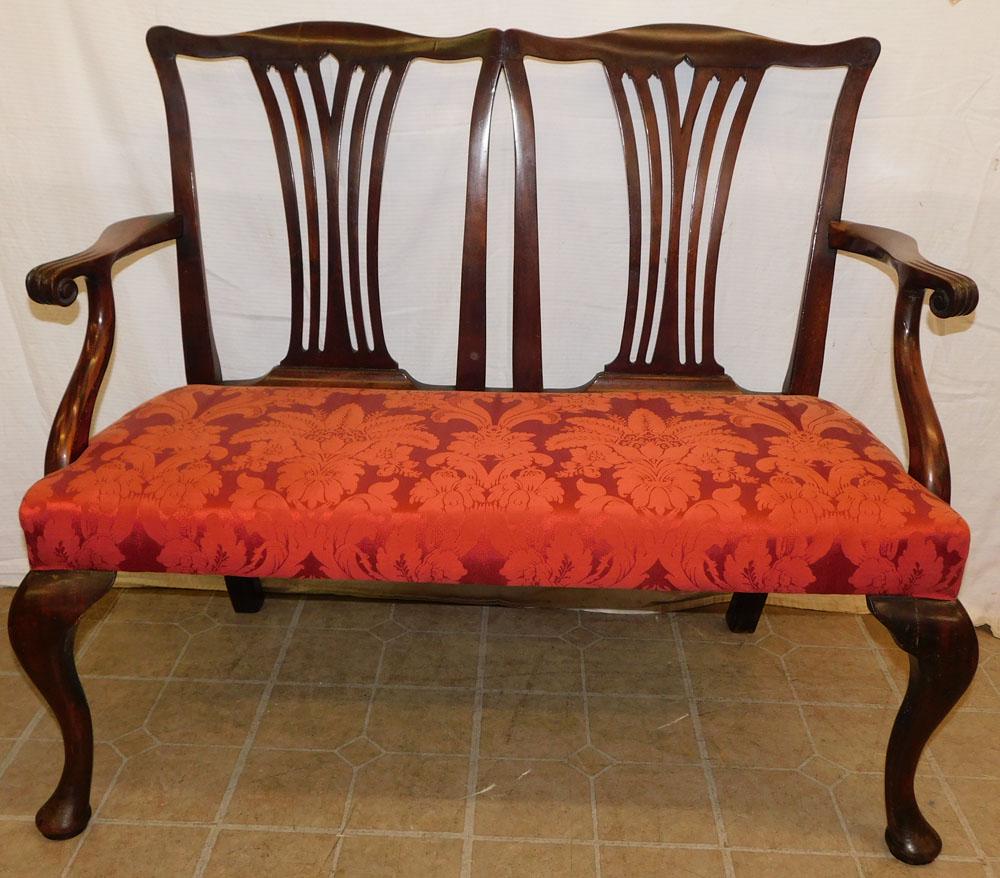19th C Mahogany Queen Anne Settee (1 of 4)