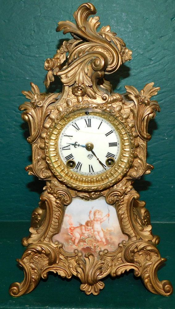 Antique Dore Bronze & Porcelain Clock by Ansonia (1 of 4)