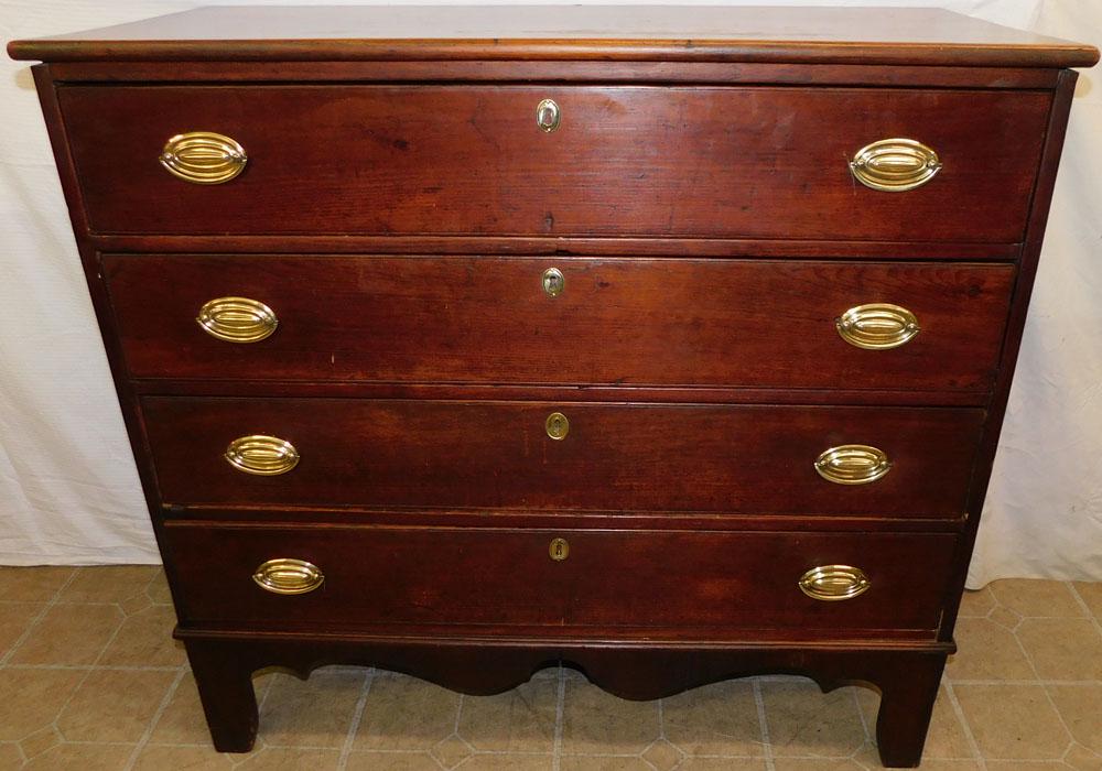 19th C Pine 4 Drawer Chest (1 of 5)