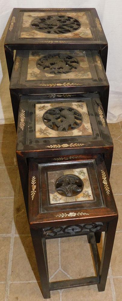 Rosewood Oriental Nesting Tables with Mother of Pearl Inlay (1 of 3)