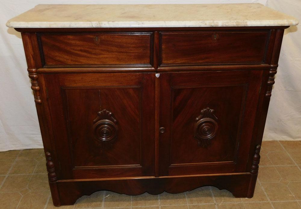 Mahogany Victorian Marble Top Sideboard (1 of 5)