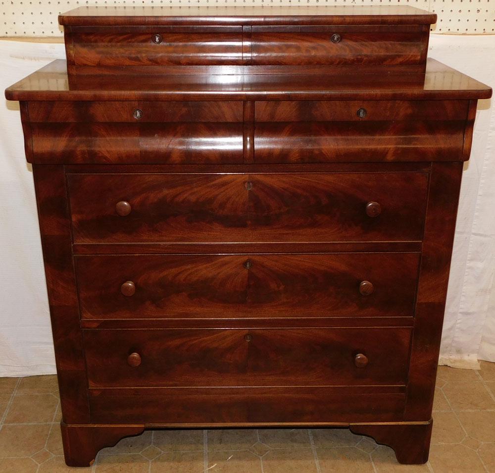 19th C Mahogany Empire 2/2/3 Stepback Chest (1 of 7)