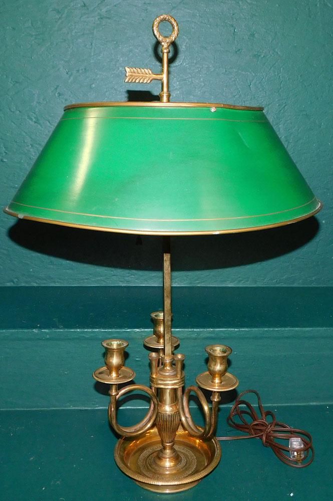 Brass & Tole Shade Bouillotte Lamp (1 of 3)