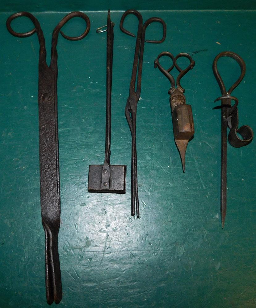 Lot of Handmade Iron Items: Lot of Handmade Iron Items . Up to 15 1/4" L ALL DESCRIPTIONS AND ANY CONDITION STATEMENT GIVEN BY LANGSTON AUCTION GALLERY ARE STRICTLY AN OPINION AND LANGSTON'S SHALL HAVE NO RESPONSIBILITY FOR ERRO