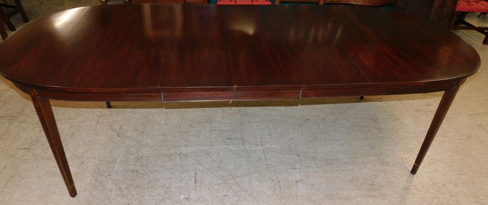 Mahogany Inlaid Oval Dining Table with 3 Leaves by Henkel Harris (1 of 6)