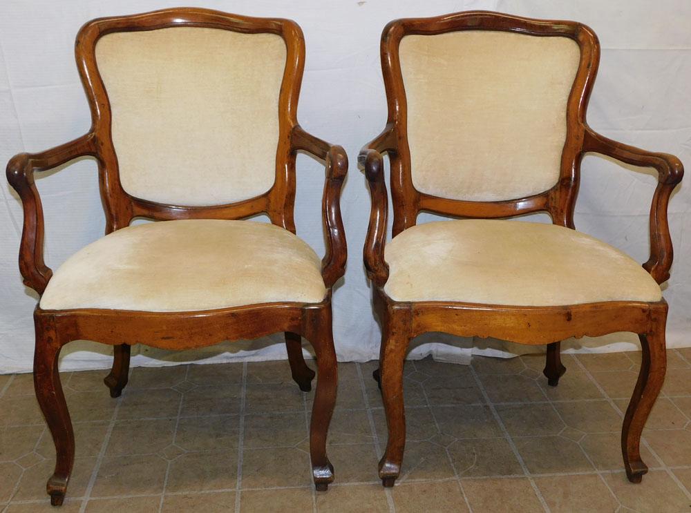 Pair of Antique Walnut French Provincial Arm Chairs (1 of 2)