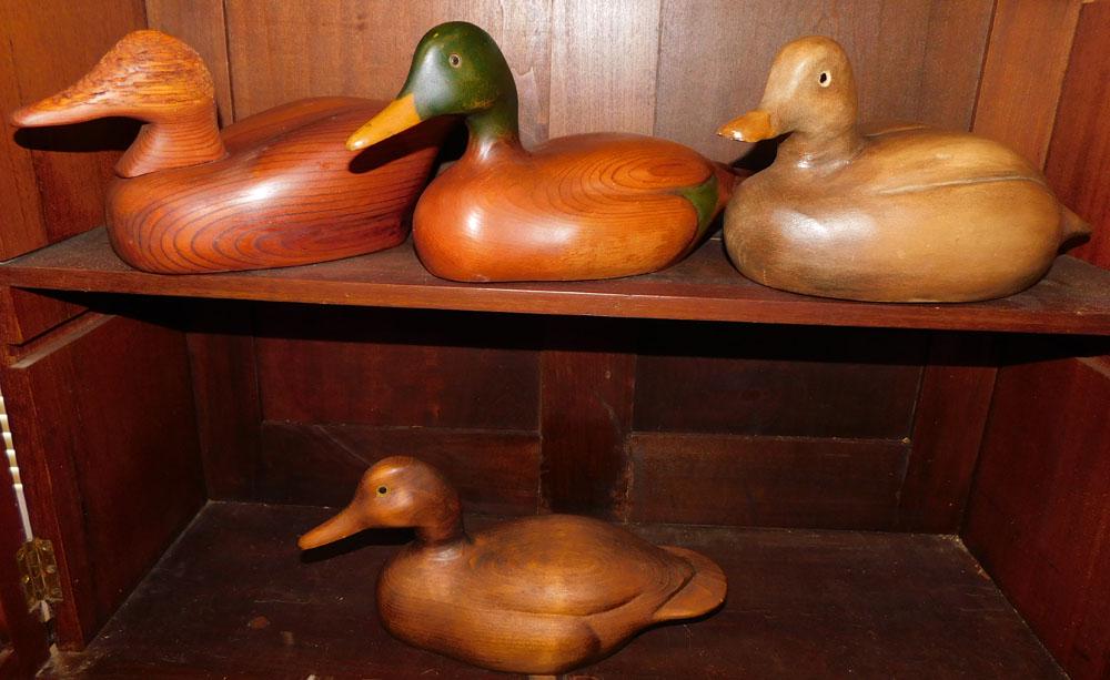 4 Carved Wood Duck Decoys, (2 Signed & Dated) (1 of 4)