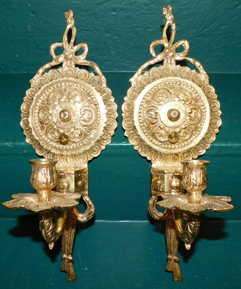 Pair of Cast Brass Candle Sconces (1 of 3)
