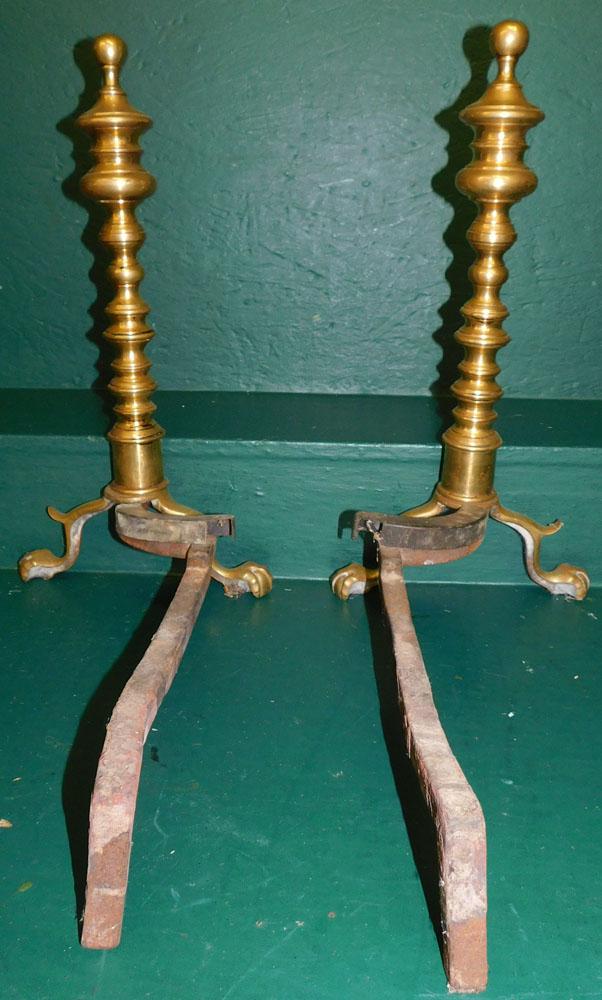 Pair of Antique Brass Andirons (1 of 3)