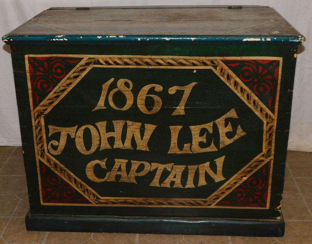 Antique Dovetailed Box with Nautical Paint Decoration (1 of 7)