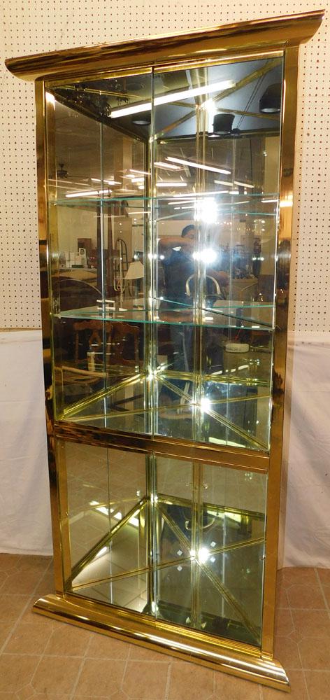 Mid-Century Modern Mirror & Chrome Corner Light Curio (1 of 7)