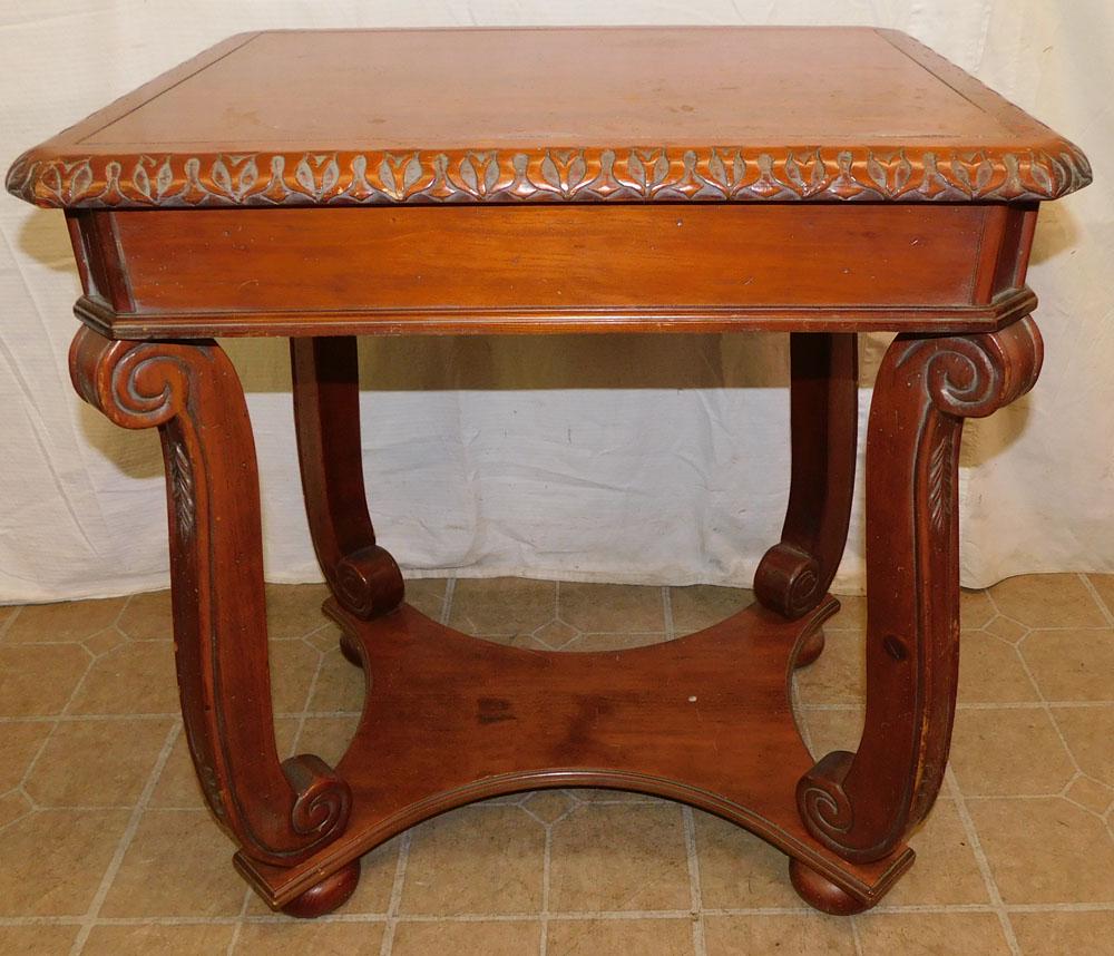 Carved Cherry Lift Top Game Table (1 of 5)
