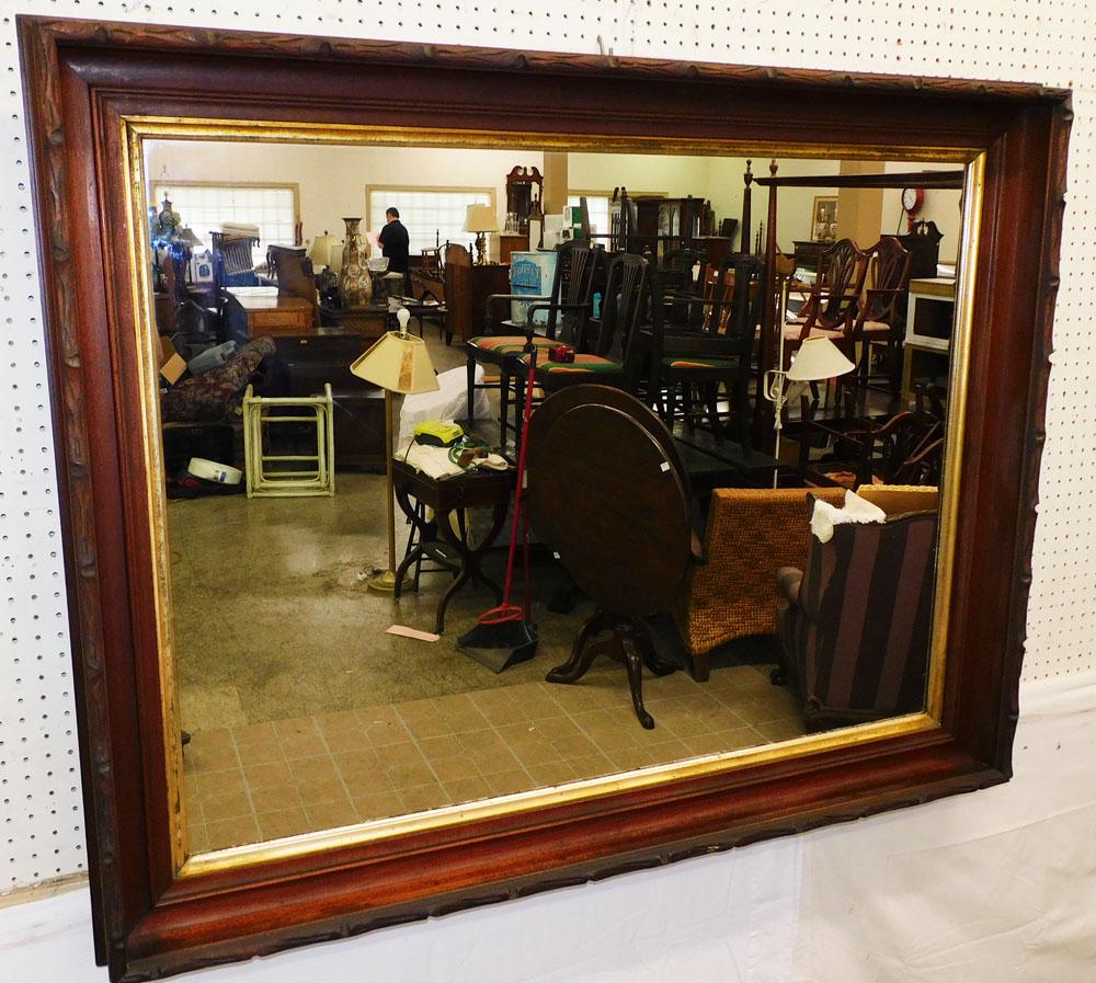 Large Carved Walnut Victorian Shadowbox Framed Mirror (1 of 3)