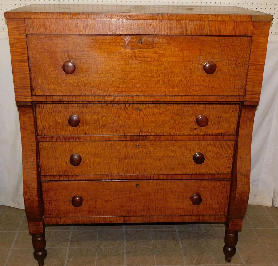 Antique Tiger Maple Sheraton/Empire Transitional 4 Drawer Chest (1 of 5)