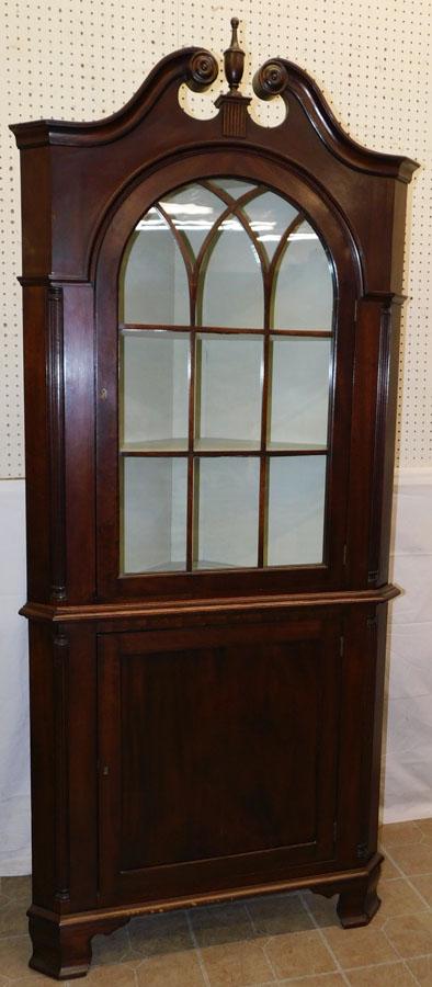 Diminutive Mahogany 2 Part Corner Cabinet with Reeded Columns (1 of 4)