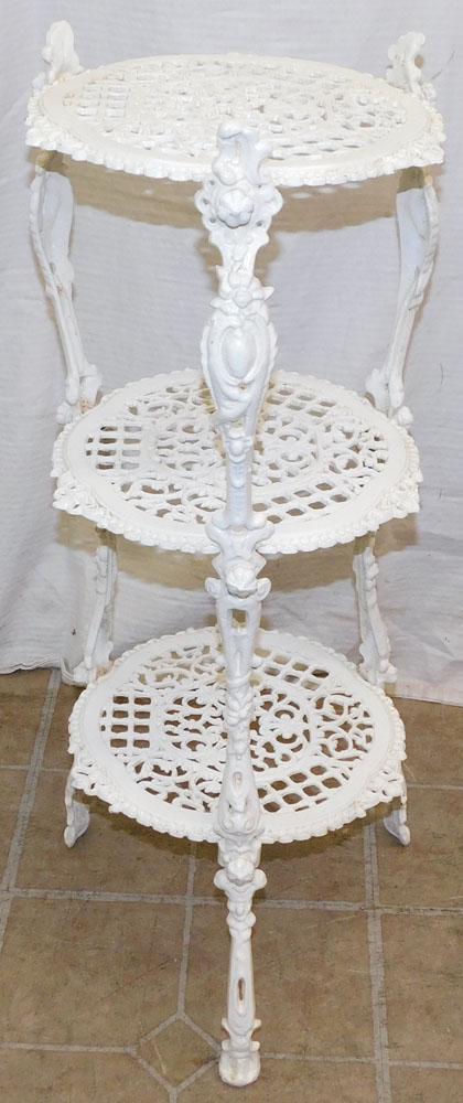 Painted Metal Open Work 3 Tier Stand (1 of 2)