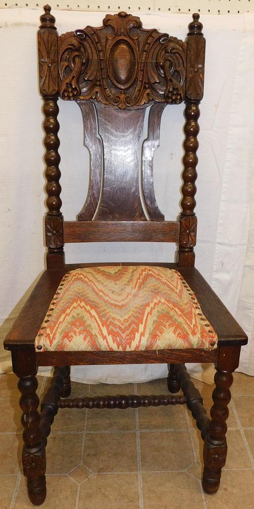 Antique Carved Oak Jenny Lind Style Side Chair (1 of 5)