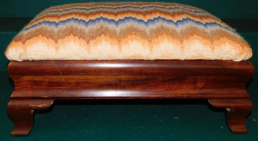 Antique Mahogany Needlepoint Top Footstool (1 of 3)