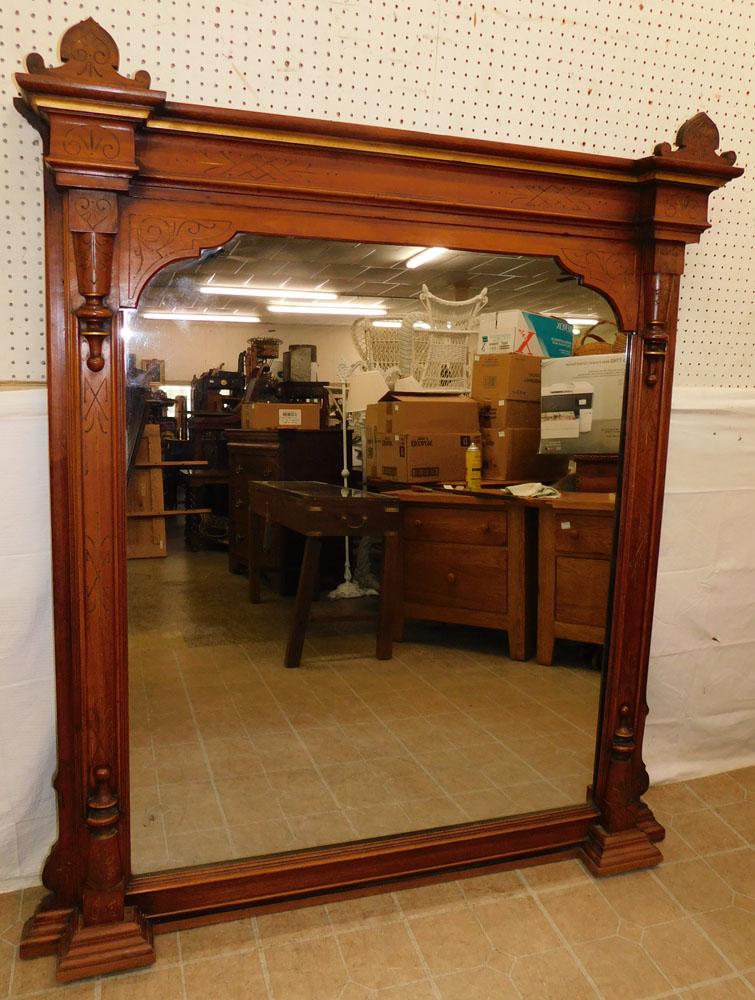 Walnut Victorian Over The Mantel Mirror (1 of 5)