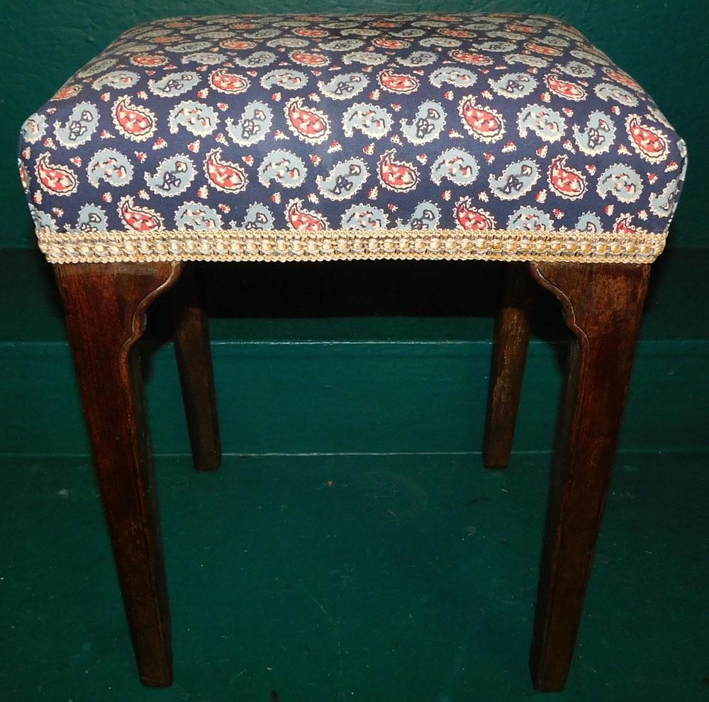 Antique Mahogany & Upholstered Top Stool (1 of 3)