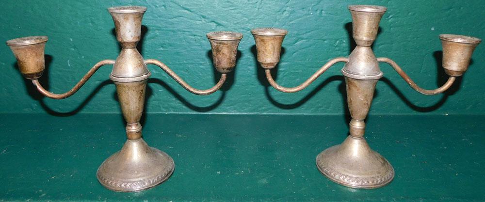 Pair of Sterling Weighted Candelabras (1 of 2)