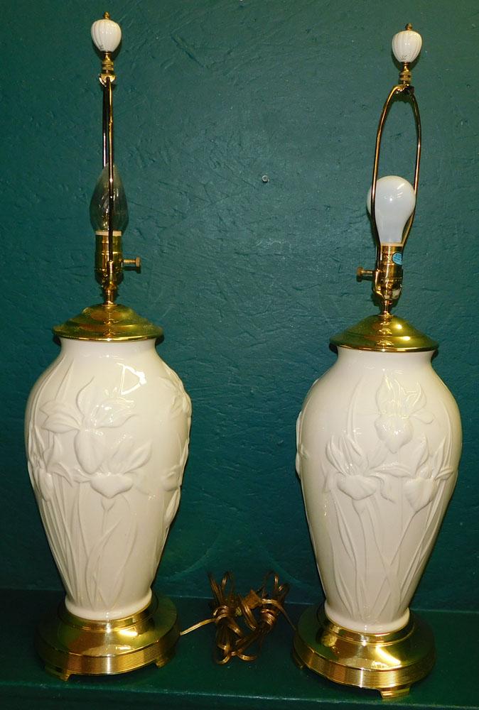 Pair of Lenox Lamps: Pair of Lenox Lamps. 32" H ALL DESCRIPTIONS AND ANY CONDITION STATEMENT GIVEN BY LANGSTON AUCTION GALLERY ARE STRICTLY AN OPINION AND LANGSTON'S SHALL HAVE NO RESPONSIBILITY FOR ERRORS OR OMISSIONS. T