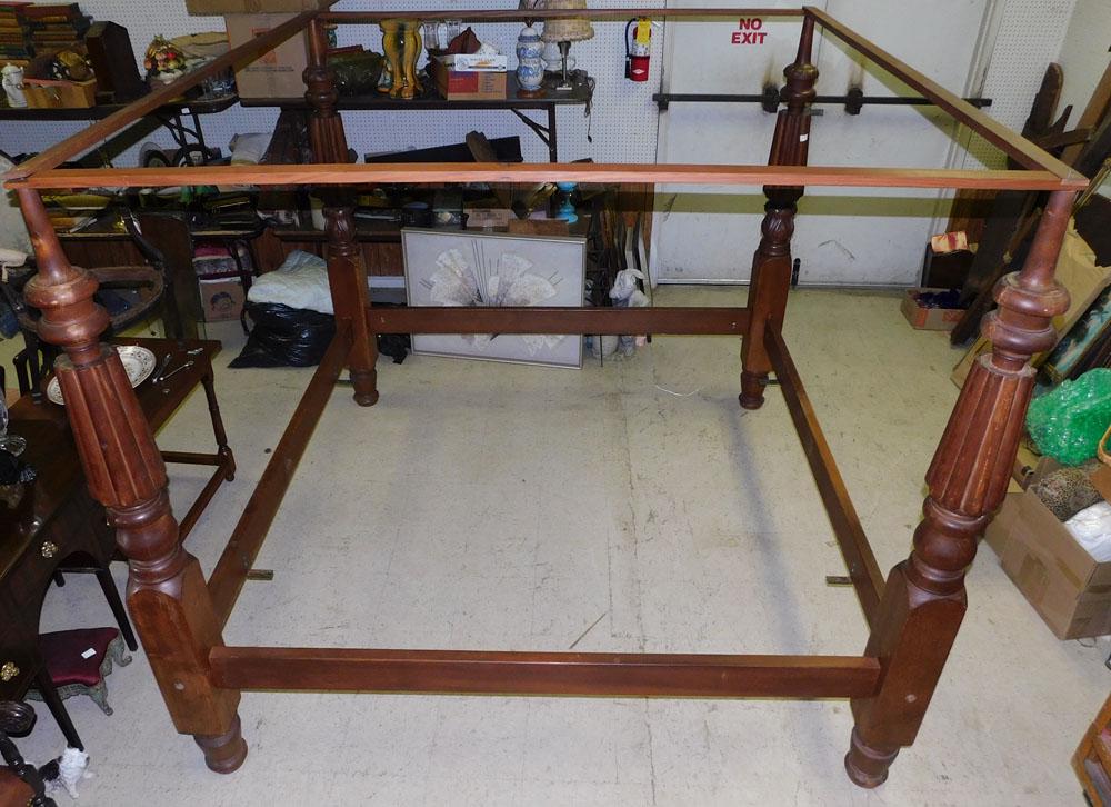 19th Century Mahogany Carved Post King Size Bed (1 of 10)