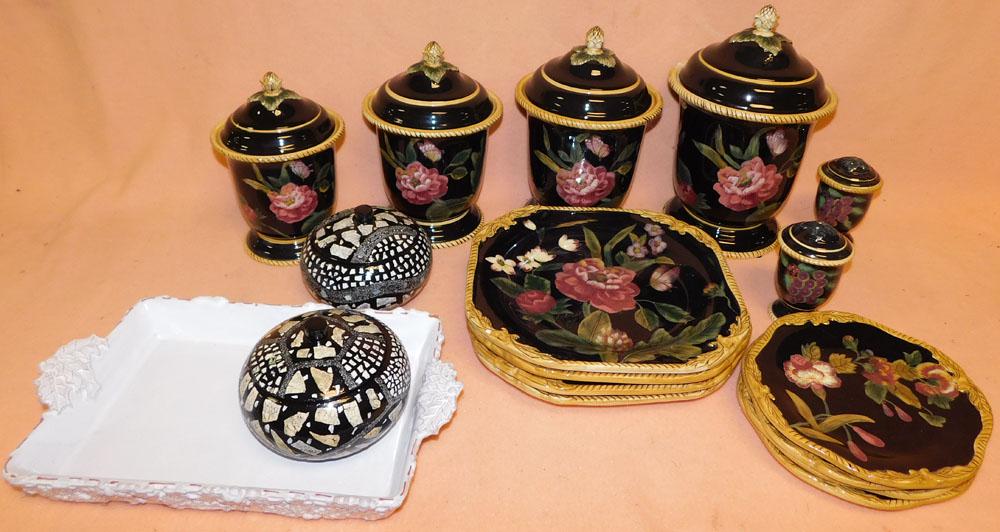 Painted Porcelain Cannister Set (1 of 3)