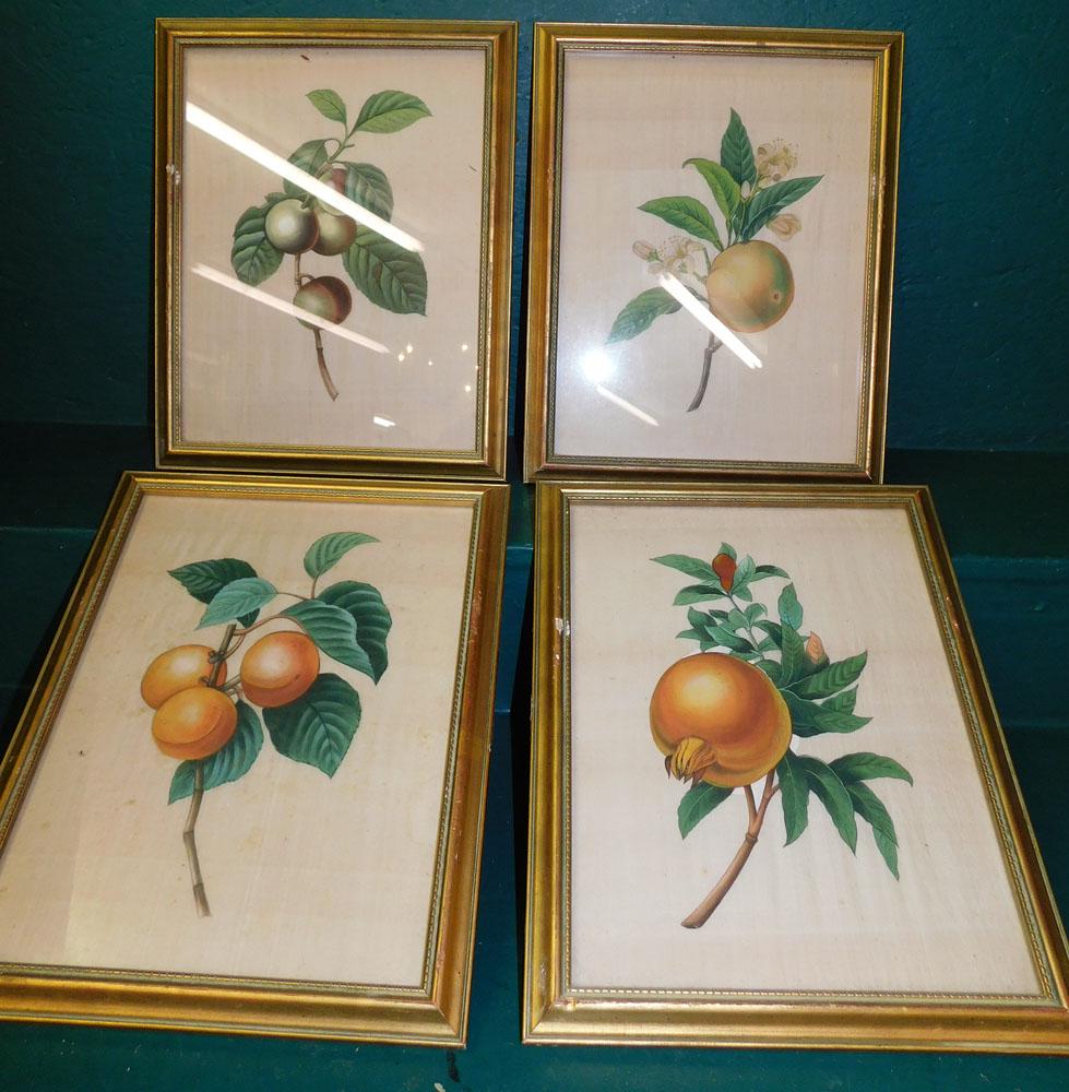 Lot of 4 Framed Botanical Watercolors on Silk (1 of 4)