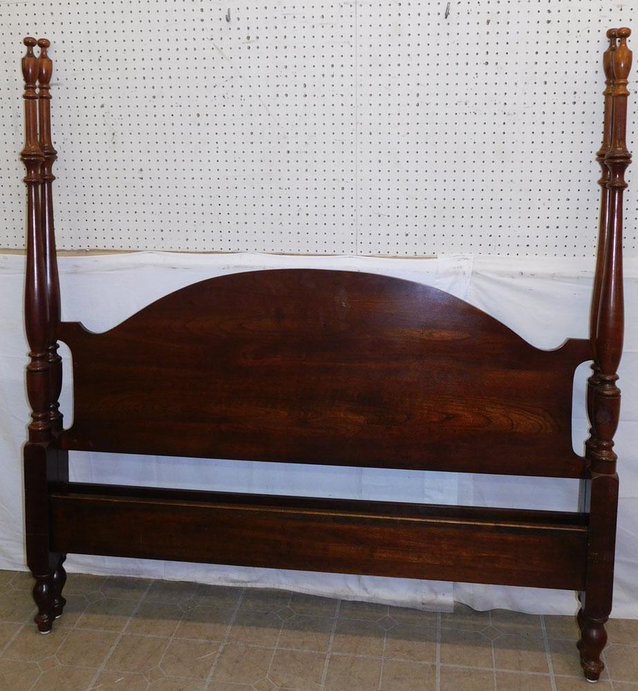 Cherry Queen Size 4 Post Bed with Rails and Attached Slats (1 of 4)