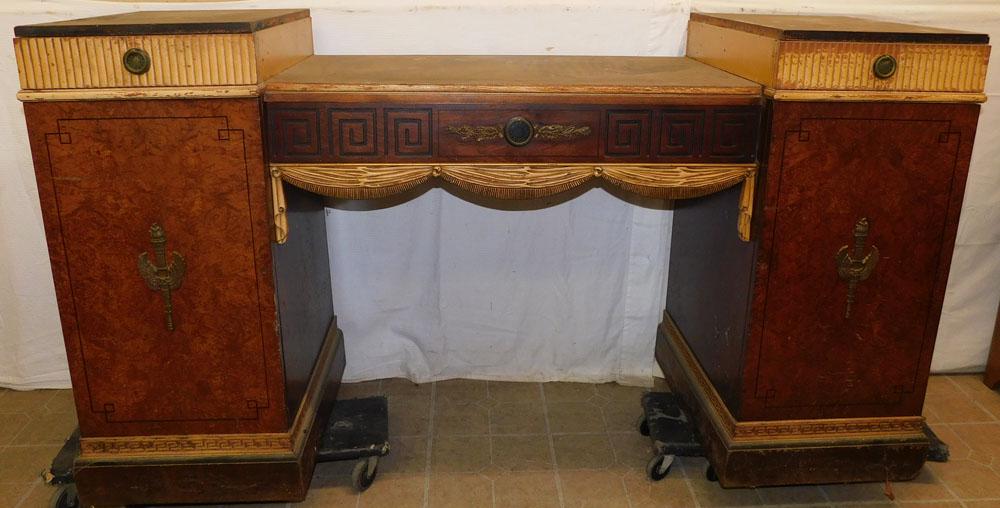 Antique Walnut & Paint Decorated Art Deco Sideboard (1 of 6)