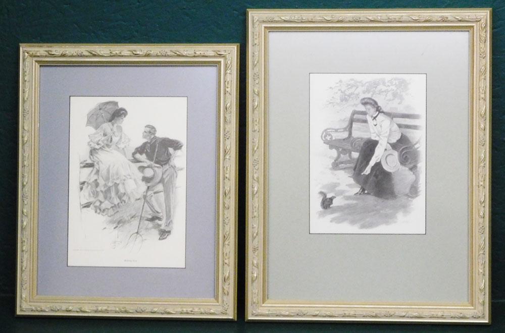 Harrison Fisher "Making Hay" Print & Clarence Underwood Lady Feeding Squirrels Print (1 of 6)