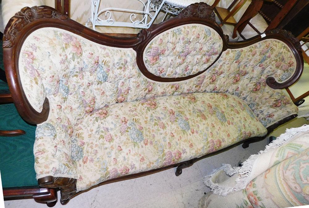 Carved Mahogany Victorian Style Sofa (1 of 5)