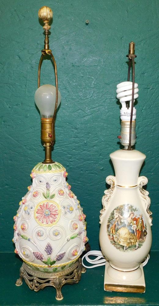 2 Paint Decorated Porcelain Lamps (1 of 2)